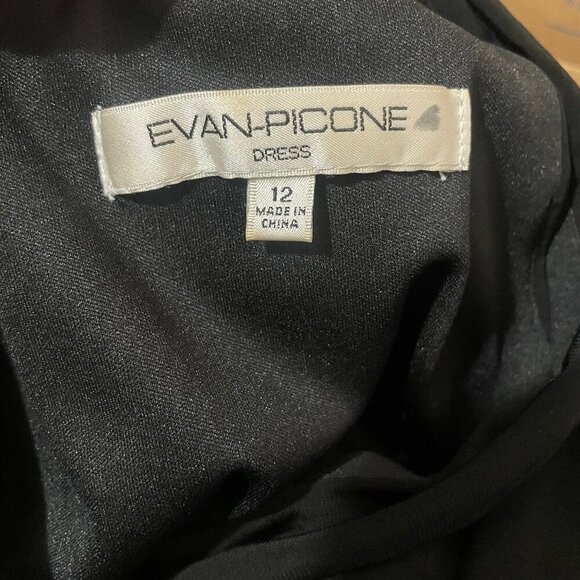 Evan Picone Women's Black Twisted Ruched Front V-Neck Wrap Dress Cocktail 12 - Picture 8 of 11